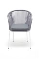"Лион" стул плетеный из роупа, каркас из стали белый муар, роуп светло-серый круглый, ткань светло-серая LIO-CH-st001 W Mua H-grey(H-gray) - фото 16772167