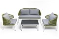 "Милан" лаунж-зона 4-местная плетеная из роупа (веревки), каркас алюминиевый светло-серый, роуп салатовый меланж MILS2C2TJ-4-SET mel-green - фото 16772662