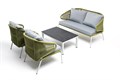 "Милан" лаунж-зона 4-местная плетеная из роупа (веревки), каркас алюминиевый светло-серый, роуп салатовый меланж MILS2C2TJ-4-SET mel-green - фото 16772663