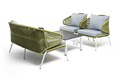 "Милан" лаунж-зона 4-местная плетеная из роупа (веревки), каркас алюминиевый светло-серый, роуп салатовый меланж MILS2C2TJ-4-SET mel-green - фото 16772664