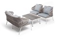 "Милан" лаунж-зона 4-местная плетеная из роупа (веревки), каркас алюминиевый белый, роуп бежевый MILS2C2TJ-4-SET mel-grey - фото 16772671