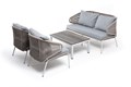 "Милан" лаунж-зона 4-местная плетеная из роупа (веревки), каркас алюминиевый белый, роуп бежевый MILS2C2TJ-4-SET mel-grey - фото 16772672