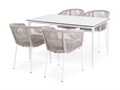 "Малага" обеденная группа на 4 персоны со стульями "Марсель", каркас белый, роуп бежевый MAL-CM4T1-5-SET beige - фото 16773629