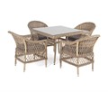 "Сицилия" обеденная группа плетеная, цвет соломенный SC4T-5-SET - фото 16774317