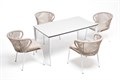 "Малага" обеденная группа на 4 персоны со стульями "Милан", каркас белый, роуп бежевый MAL-CMIL4T1-5-SET beige - фото 16774764