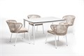 "Малага" обеденная группа на 4 персоны со стульями "Милан", каркас белый, роуп бежевый MAL-CMIL4T1-5-SET beige - фото 16774765