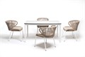 "Малага" обеденная группа на 4 персоны со стульями "Милан", каркас белый, роуп бежевый MAL-CMIL4T1-5-SET beige - фото 16774766