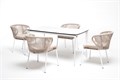 "Малага" обеденная группа на 4 персоны со стульями "Милан", каркас белый, роуп бежевый MAL-CMIL4T1-5-SET beige - фото 16774767