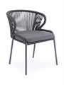 "Милан" стул плетеный из роупа, каркас алюминий темно-серый (RAL7024) муар, роуп темно-серый круглый, ткань темно-серая 027 MIL-CH-001 RAL7024 Mua D-grey(D-gray027) - фото 16774835