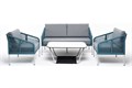 "Канны" лаунж-зона 4-местная из роупа со столом "Глория" (молочный), каркас алюминиевый светло-серый, роуп бирюзовый KANS2C2TJ-4-RC658-SET blue - фото 16774875