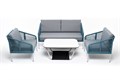 "Канны" лаунж-зона 4-местная из роупа со столом "Глория" (молочный), каркас алюминиевый светло-серый, роуп бирюзовый KANS2C2TJ-4-RC658-SET blue - фото 16774876