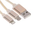 Кабель 2 в 1 Luazon, microUSB/Lightning - USB, 1 А, в виде брелка, золотистый 2502717 - фото 16777189