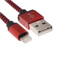 Кабель Luazon, Lightning - USB, 1 А, 1 м, оплётка нейлон, красный 4449940 - фото 16780137
