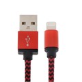 Кабель Luazon, Lightning - USB, 1 А, 1 м, оплётка нейлон, красный 4449940 - фото 16780138