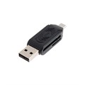 Картридер-OTG Luazon LNCR-001, подключение microUSB и USB, слоты SD microSD, черный 4465964 - фото 16780328