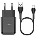 Сетевое зарядное устройство Hoco N2, USB - 2.1 А, кабель Type-C 1 м, черный 7687033 - фото 16785664