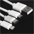 Кабель Windigo, 3 в 1, microUSB/Lightning/Type-C - USB, 2 А, PVC оплетка, 1 м, белый 7108442 - фото 16785935
