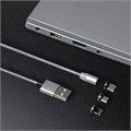 Кабель Windigo, 3 в 1, microUSB/Lightning/Type-C - USB, магнитный, 2 А, нейлон, 1 м, серебр. 7108444 - фото 16785941