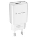 Сетевое зарядное устройство Borofone BA20A, 1 USB, 2.1 А, белое 9236958 - фото 16787140