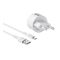 Сетевое зарядное устройство Borofone BA23A, 2xUSB, 2.4 А, кабель microUSB, 1 м, белое 9088846 - фото 16790238