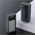 Внешний аккумулятор 485, 10000 мАч, кабели Type-C/Lightning/MicroUSB, фонарь, чёрный 9942406 - фото 16794532