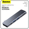 Адаптер-разветвитель (HUB) Baseus UCN3266, Type-C - 2xUSB3.0 + HDMI + PD + TF/SD, серый 9900659 - фото 16795710
