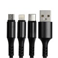 Кабель брелок 3 в 1, MicroUSB/Type-C/Lightning - USB, 2.4 А, чёрный 9940314 - фото 16797772