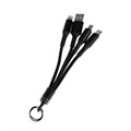 Кабель брелок 3 в 1, MicroUSB/Type-C/Lightning - USB, 2.4 А, чёрный 9940314 - фото 16797773