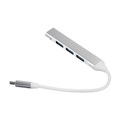Type-C-разветвитель (HUB), 4 порта, кабель 10 см, серебристый 10325637 - фото 16798331