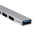 Type-C-разветвитель (HUB), 4 порта, кабель 10 см, серебристый 10325637 - фото 16798333
