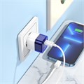 Сетевое зарядное устройство Hoco C125A, 1 Type-C, 20 Вт, прозрачное, PD + QC, синие 9881680 - фото 16799142