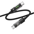 Кабель Hoco U116, Type-C - Type-C, 60 Вт, 3 А,1.2 м,прозрачный,быстрая зарядка,нейлон,чёрный 9881481 - фото 16800037