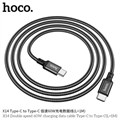Кабель Hoco X14, Type-C - Type-C, 60 Вт, 3 А, 1 м, передача данных, оплётка нейлон, чёрный 9881551 - фото 16800243