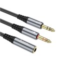 Кабель Hoco UPA21, Jack 3.5 мм (f) - 2 * Jack 3.5 мм (m), 0.25 м, нейлон, серый 9881574 - фото 16800302