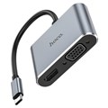 Адаптер Hoco HB30, HDMI/VGA/USB3.0/PD 15 см, серый 9881632 - фото 16800373