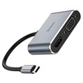 Адаптер Hoco HB30, HDMI/VGA/USB3.0/PD 15 см, серый 9881632 - фото 16800375