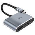 Адаптер Hoco HB30, HDMI/VGA/USB3.0/PD 15 см, серый 9881632 - фото 16800376