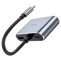 Адаптер Hoco HB30, HDMI/VGA/USB3.0/PD 15 см, серый 9881632 - фото 16800378
