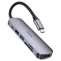 Адаптер Hoco HB28, HDMI/USB3.0/USB2.0/SD/TF/PD, 60 Вт, 3 А, 13.5 см, серый 9881633 - фото 16800382