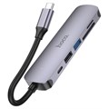 Адаптер Hoco HB28, HDMI/USB3.0/USB2.0/SD/TF/PD, 60 Вт, 3 А, 13.5 см, серый 9881633 - фото 16800383