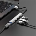 Адаптер Hoco HB26, 4 в 1, USB - USB3.0/USB2.0*3, длина кабеля 13 см, серебристый 9881634 - фото 16800388