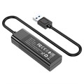 Адаптер Hoco HB25, 4 в 1, USB to USB3.0/USB2.0*3, длина кабеля 30 см, чёрный 9881635 - фото 16800398