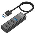 Адаптер Hoco HB25, 4 в 1, USB to USB3.0/USB2.0*3, длина кабеля 30 см, чёрный 9881635 - фото 16800399