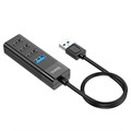 Адаптер Hoco HB25, 4 в 1, USB to USB3.0/USB2.0*3, длина кабеля 30 см, чёрный 9881635 - фото 16800400