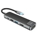 Адаптер Hoco HB23, HDMI/USB3.0/USB2.0/RJ45/PD, 60 ВТ, 3 А, длина кабеля 13.5 см, серый 9881637 - фото 16800415