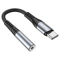 Адаптер Hoco LS33, Type-C (m) - jack 3.5mm (f), 12 см, серый 9881639 - фото 16800438
