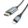 Адаптер Hoco UA15, Lightning - HDMI, 2 м, алюминиевый сплав + плетеный провод, серый 9881645 - фото 16800488