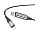 Адаптер Hoco UA15, Lightning - HDMI, 2 м, алюминиевый сплав + плетеный провод, серый 9881645 - фото 16800489