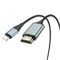 Адаптер Hoco UA15, Lightning - HDMI, 2 м, алюминиевый сплав + плетеный провод, серый 9881645 - фото 16800490