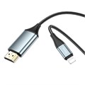 Адаптер Hoco UA15, Lightning - HDMI, 2 м, алюминиевый сплав + плетеный провод, серый 9881645 - фото 16800491